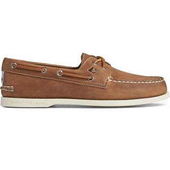 Sperry Authentic Original Cross Lace Seersucker Hnede - Panske Mokasíny